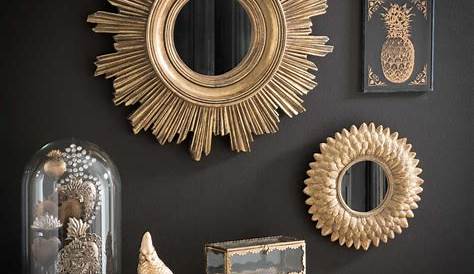 Miroir rond doré H 22 cm MONTAUK Maisons du Monde