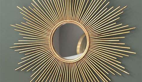 Miroir rond en résine soleil doré D.45cm BOHEME Achat