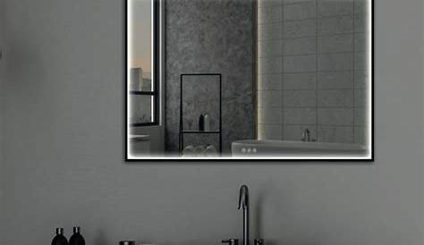 Miroir Salle De Bain Cadre Noir Rectangulaire Avec Inox SDVM10045