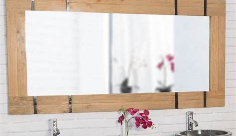 Miroir Salle De Bain Tablette Bois Teck 120cm Avec MANDI