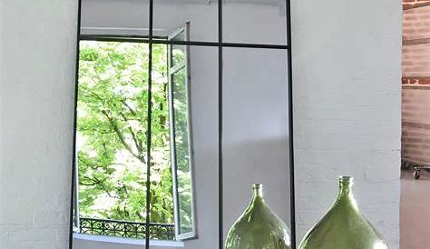 Miroir rectangulaire Atelier verrière xxl, noir, l.105 x H