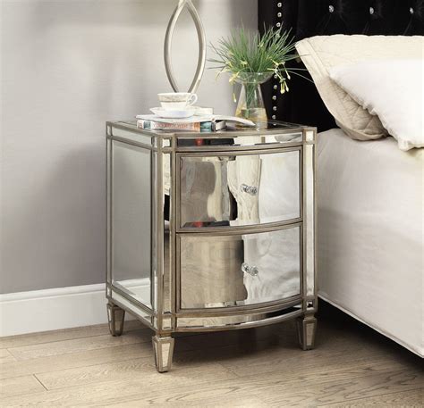 Mirror Bedside Table Set Of 2