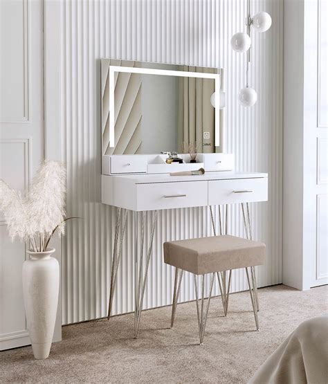 Mirror Dressing Table In White