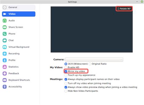 Mirror My Video Settings