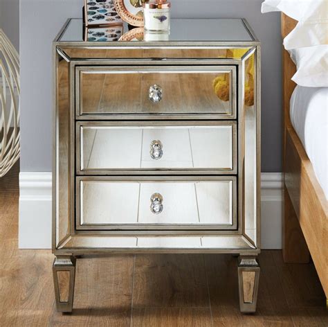 Mirrored Bedside Table With Mirror