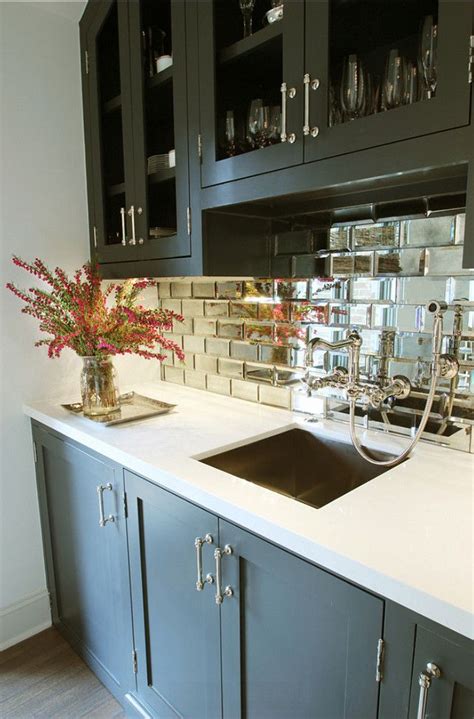 Mirrored Subway Tile Backsplash Kitchen