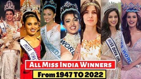 miss india winners list with pictures