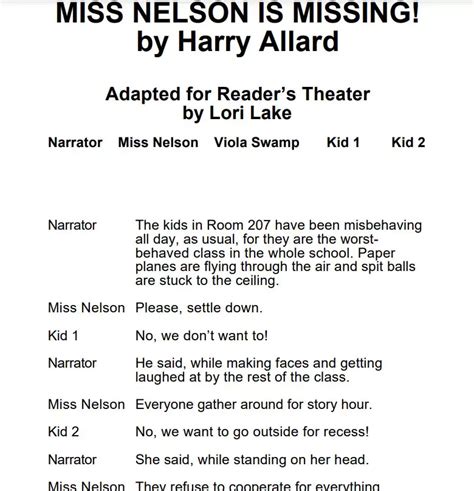 miss nelson is missing pdf