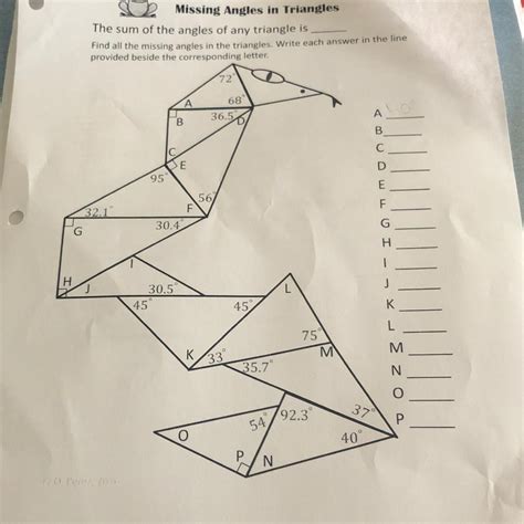 Missing Angles In Triangles Worksheet Answers House