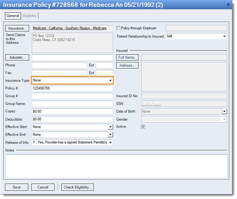 missing insurance type code