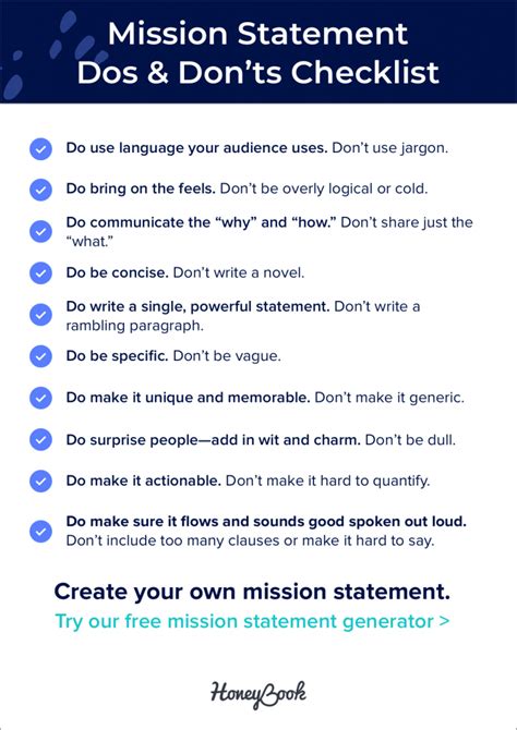 mission statement template example
