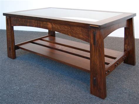 Mission Style Coffee Table Glass Top