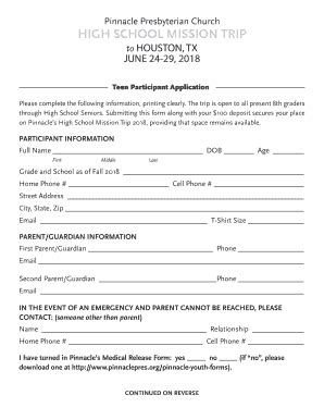 Missions Trip Application Template