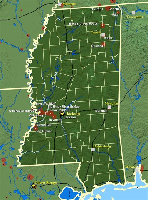 mississippi civil war sites map