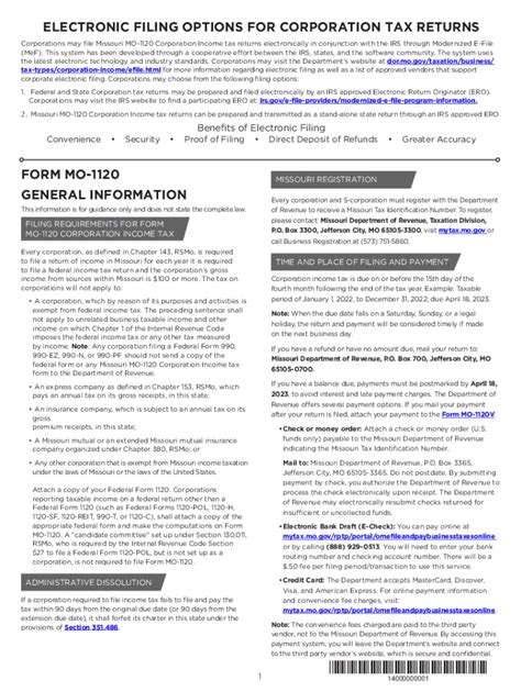 Missouri Filing Instructions
