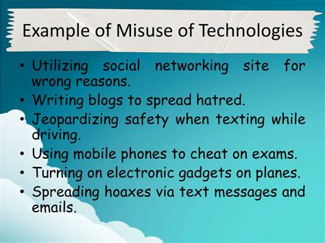 misuse of technology examples for students