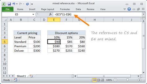 Mixed Cell Reference Example