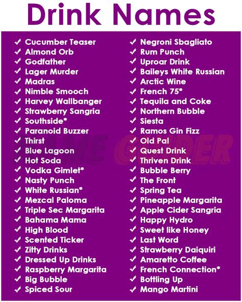 Mixed Drink Name Ideas