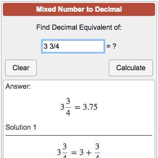 mixed fraction to decimal calculator soup