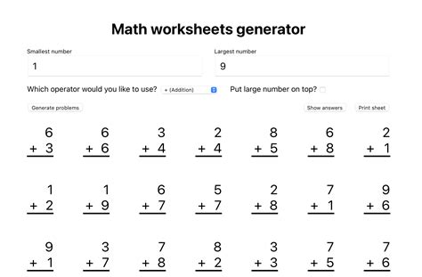 Mixed Math Problem Worksheet Generator