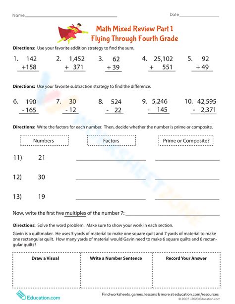 Mixed Math Review Worksheets