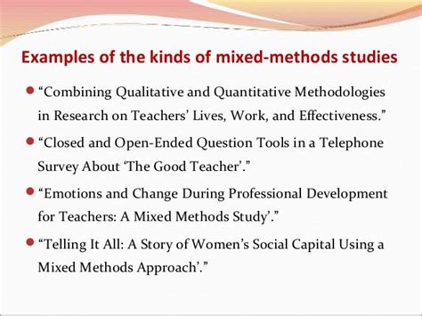 mixed methods research title examples