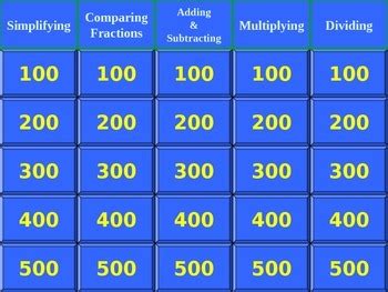 Mixed Number Jeopardy