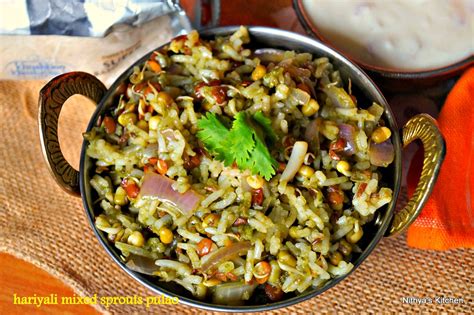 Mixed Sprouts Pulao Hebbars Kitchen