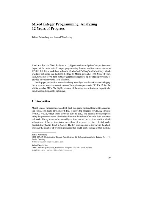 Mixed-Integer Programming A Progress Report