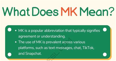 mk meaning in text message