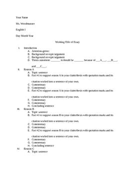 mla format argumentative essay outline example