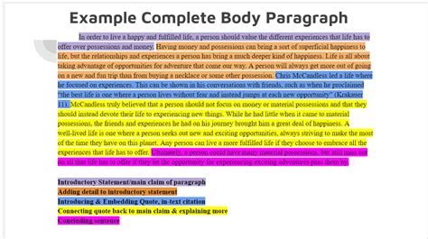mla format body paragraph example