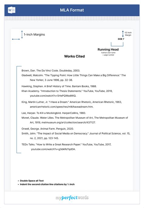 mla format example site