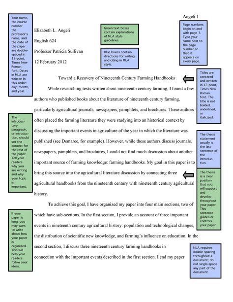 mla format example writing