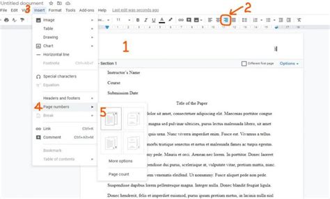 mla format page number google docs