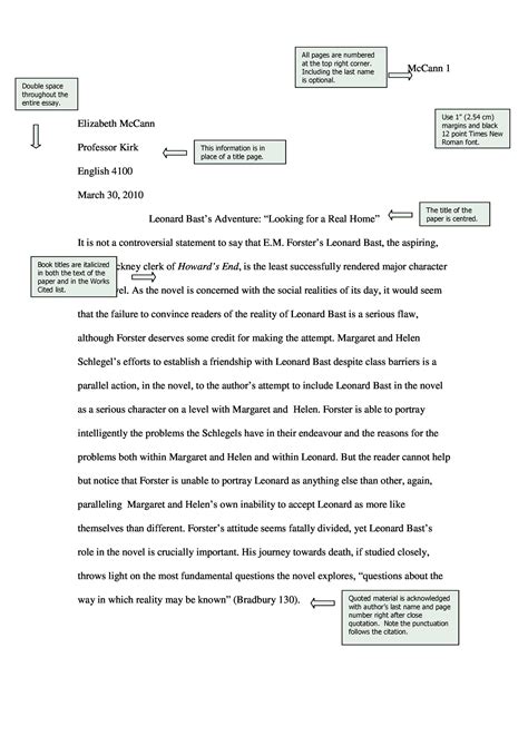 mla format story example