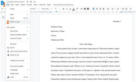 mla page format google docs
