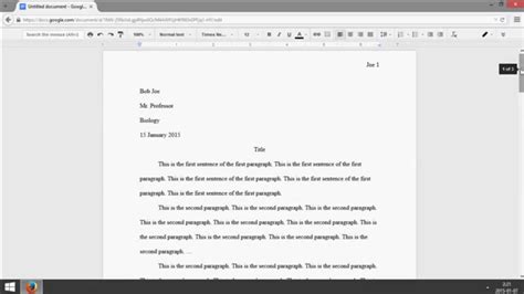 mla page setup google docs