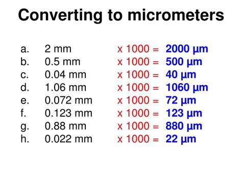 Mm To Micrometer Conversion Formula