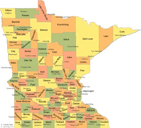 Mn Map With County Lines