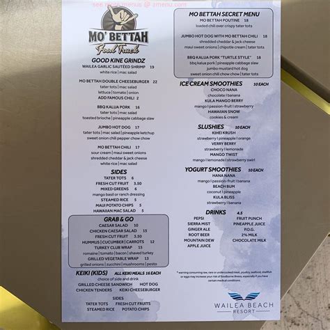 mo bettah nutritional information