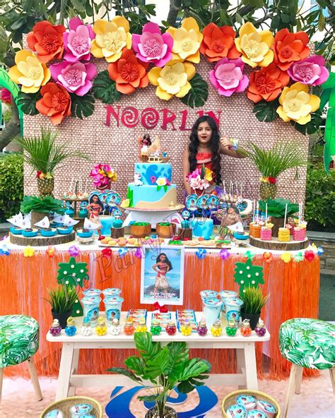 Baby moana first birthday party tables Birthday party tables, Party table, Table decorations