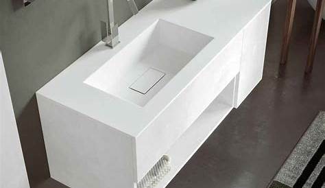 Mobile bagno sospeso moderno 60 cm con lavabo, colonna e