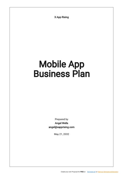 mobile app startup business plan example