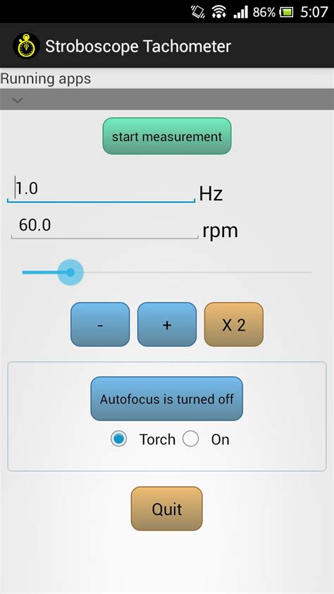 Mobile App Stroboscope Tachometer