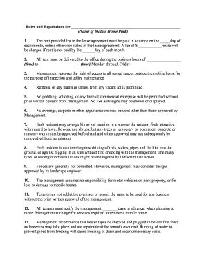 mobile home park rules and regulations pdf
