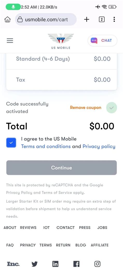 mobile promo code