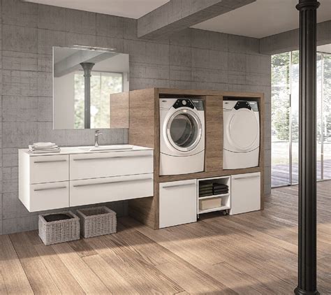 mobili bagno con lavatrice e asciugatrice