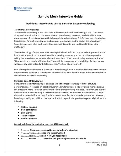 mock interview examples