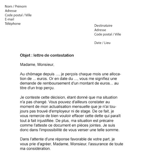 lettre de recours gracieux pole emploi